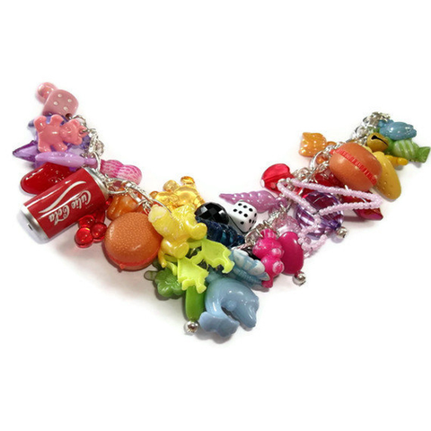 Gumball Charm Bracelet, Kawaii Kitsch Beaded Bracelet