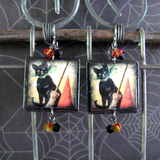 Black Cat Scrabble Tile Earrings
